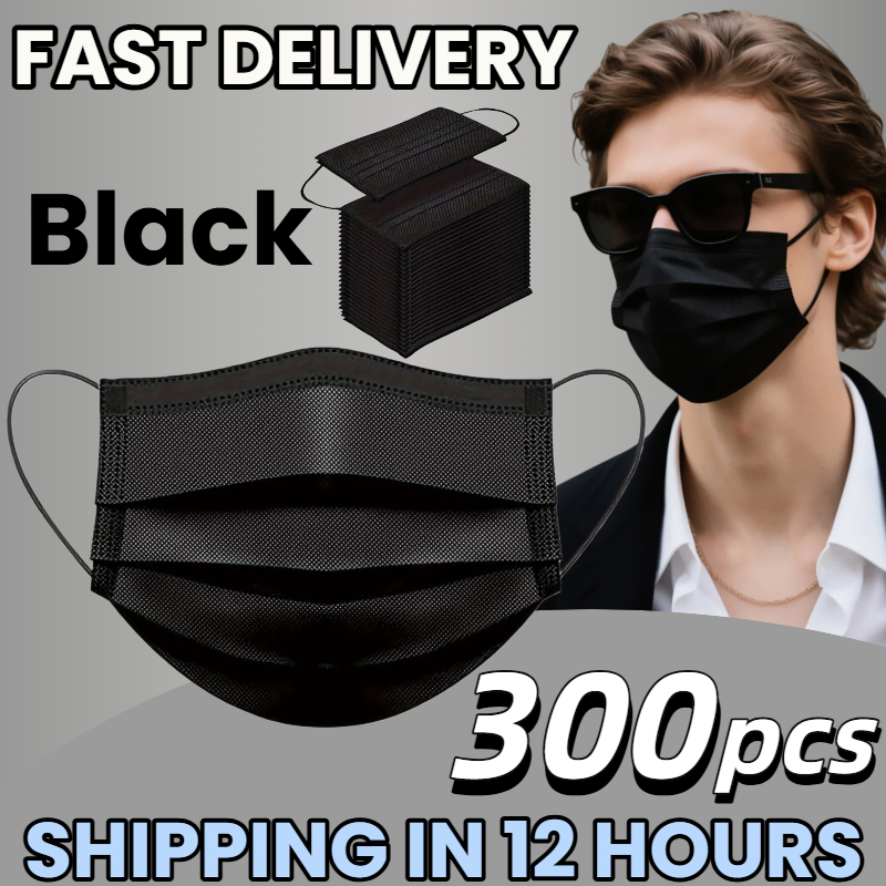 Disposable Surgical Mask - Fast Delivery! 300Pcs Thick Black Disposable