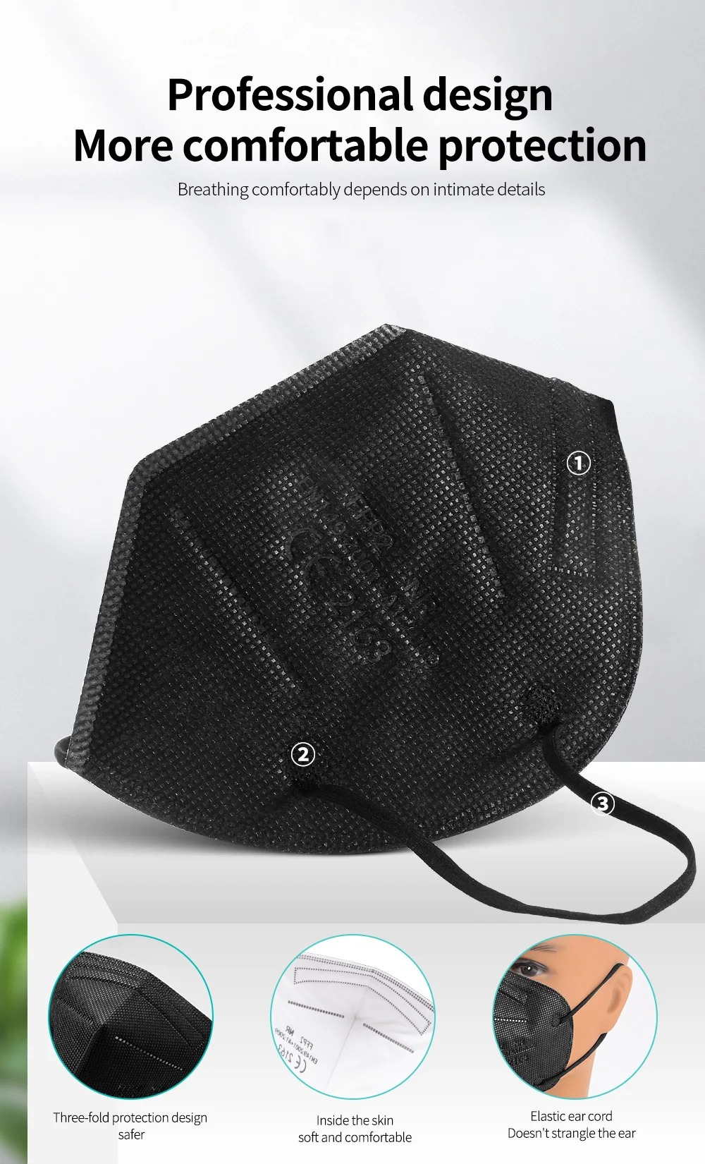 5Layer FFP2 Masks CE Approve K - Black Face Mask Pack recensione e prezzo