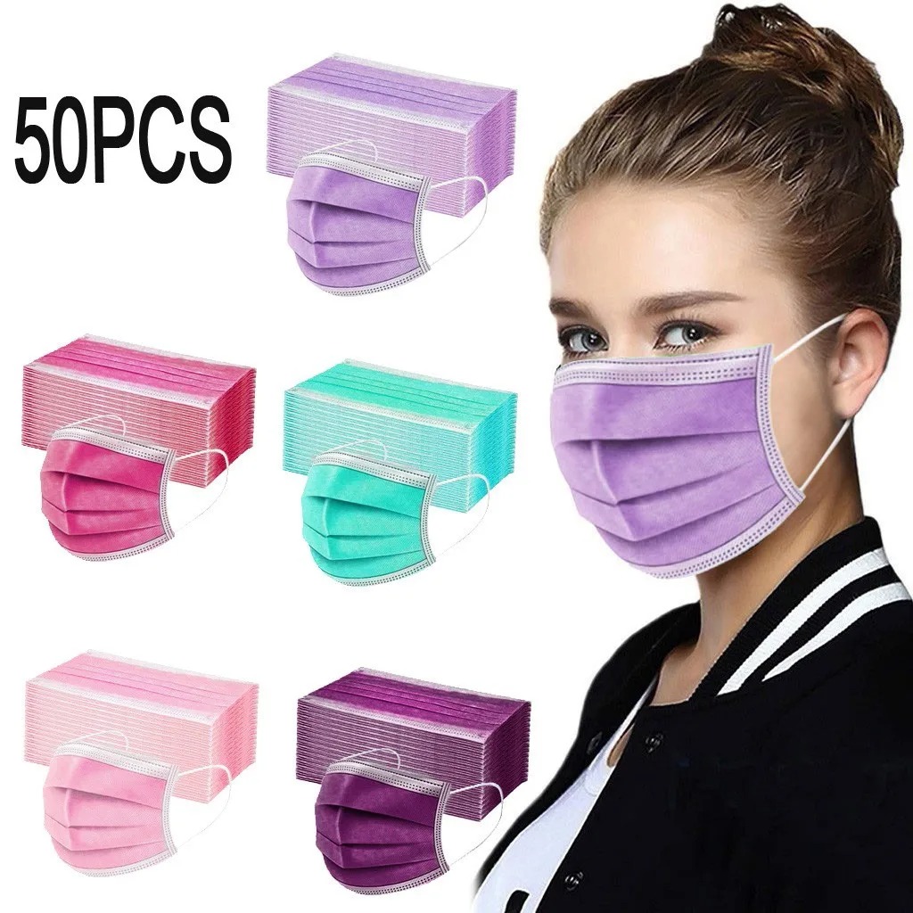 50PCS Women Man Solid Mask Dis - Disposable Surgical Mask recensione e prezzo
