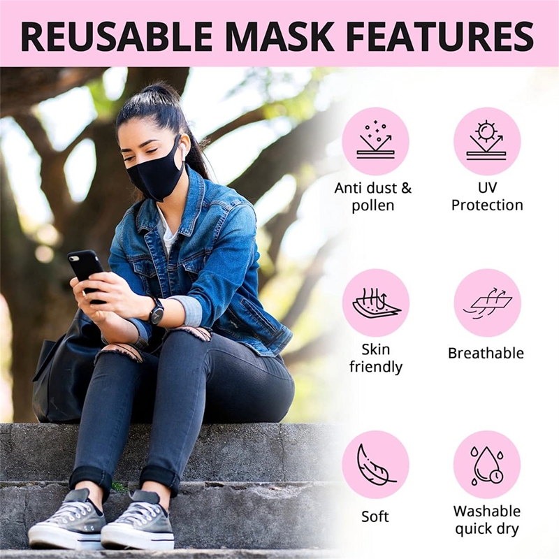 5/10PCS Fashion Solid Earloop  - Cloth Face Mask Washable recensione e prezzo