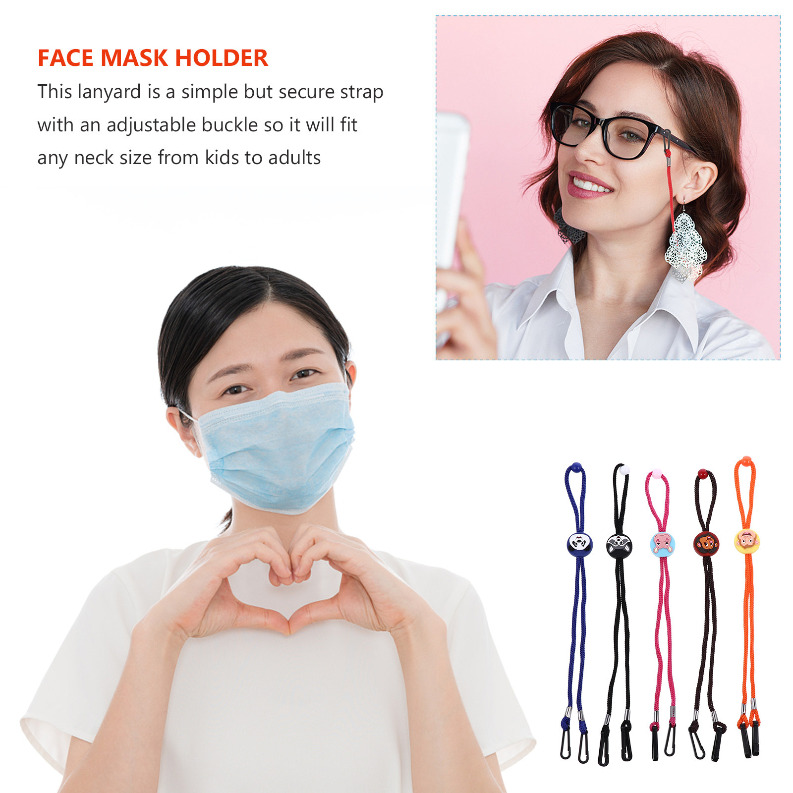 5Pcs Kids Face Mask Holder Lan - Mask Lanyard Adjustable recensione e prezzo