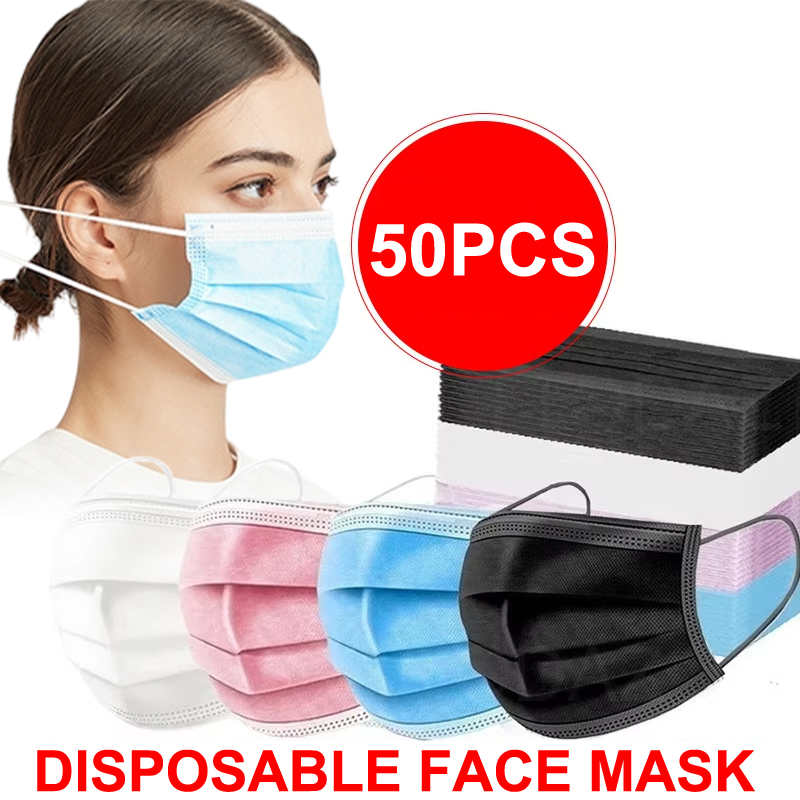 [H]50Pcs 3-layer Mask Face Mas - Disposable Mask Blue recensione e prezzo